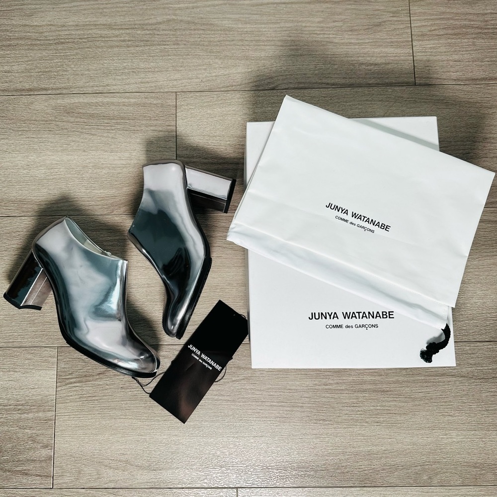 Junya Watanabe CDG Silver Leather Ankle Boots NWT